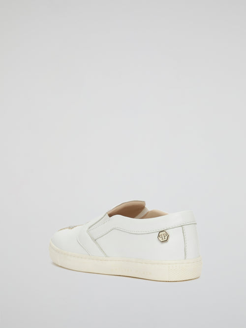 Plein Patch White Slip-On Sneakers (Kids)